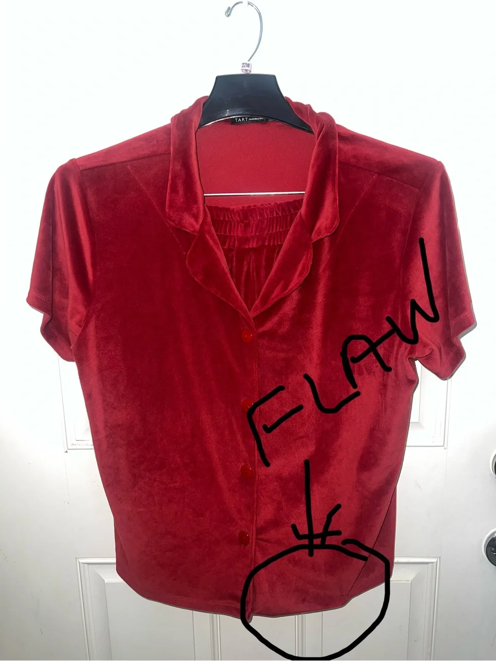 Tart Intimates 2 PC Red/Maroon Velvet Short Pajama Set Sz XL